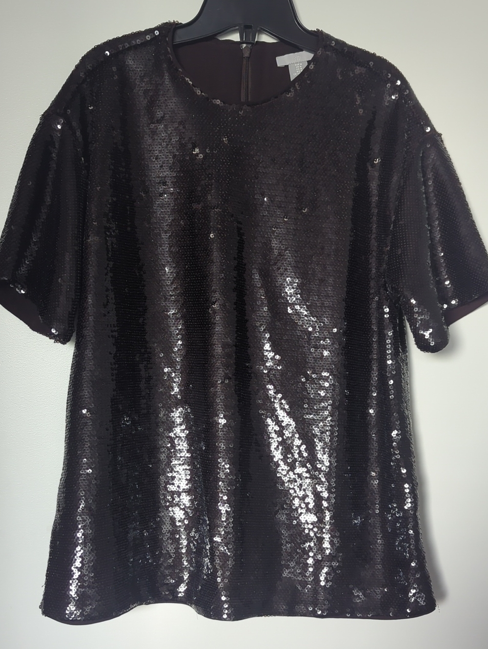 H&M Brown Sequin Short Sleeve Tee